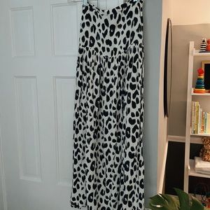Spell black and white leopard maxi skirt